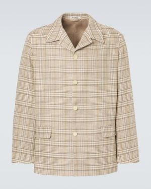 AURALEE Checked Silk And Linen Tweed Jacket - Natural