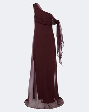 The Sei Draped Silk Chiffon One-Shoulder Gown - Red