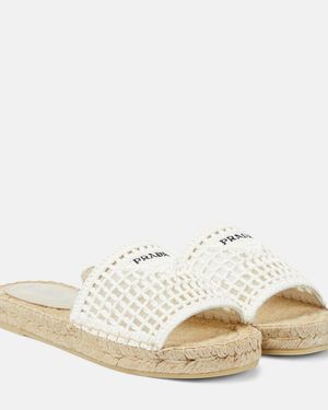 Prada Logo Crochet Espadrilles - Natural