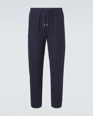Thom Sweeney Linen Straight Trousers - Blue