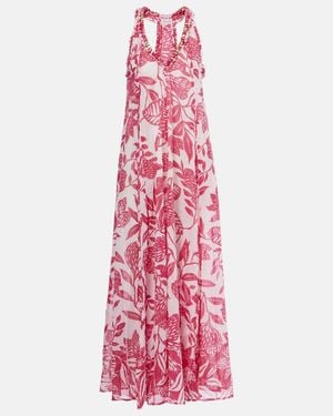 Poupette Nava Printed Cotton Midi Dress - Pink
