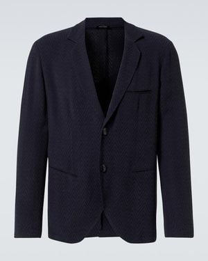 Giorgio Armani Chevron Jacquard Blazer - Blue