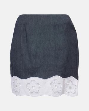 STAUD Margaux Linen-Blend Miniskirt - Blue