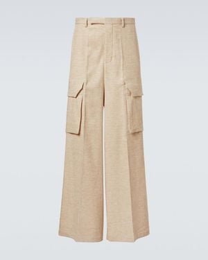 Rick Owens Firebanks Cotton And Linen Cargo Trousers - Natural