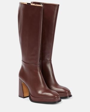 Souliers Martinez Begonia Leather Knee-High Boots - Brown