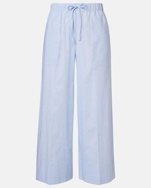 TOTEME Cotton And Linen Wide-Leg Pants - Blue