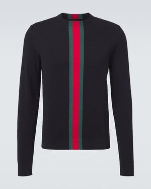 Gucci Pullover Web Stripe Aus Baumwolle - Blau