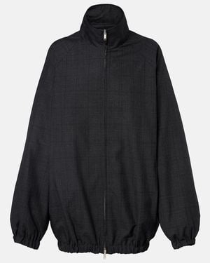 Frankie Shop Baxter Plaid Oversized Blouson Jacket - Black