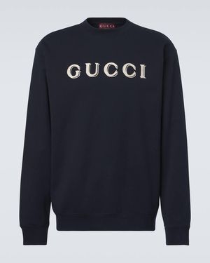 Gucci Logo Cotton Jersey Sweatshirt - Blue