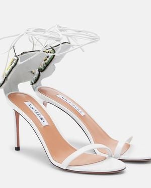 Aquazzura Papillon D'Amour Leather Sandals - White