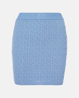 Balmain Knit Short Skirt - Blue