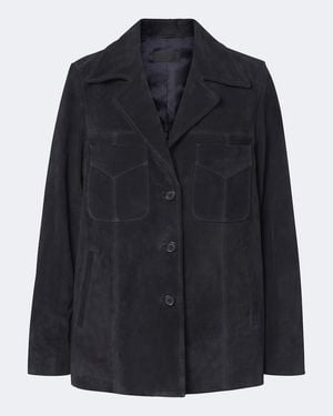 Nili Lotan Dominic Suede Jacket - Blue