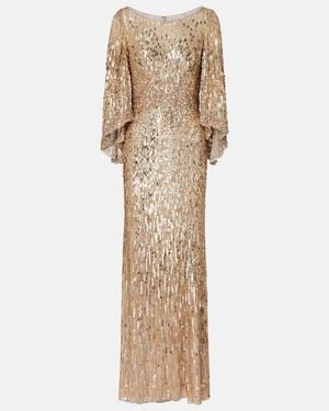 Jenny Packham Ines Sequined Gown - Natural