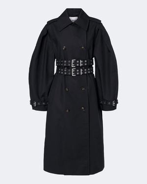 Ganni Trenchcoat Aus Baumwolle - Schwarz