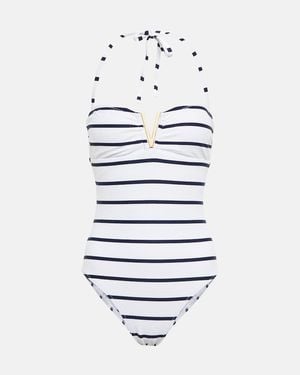 Heidi Klein Long Island Striped Swimsuit - White