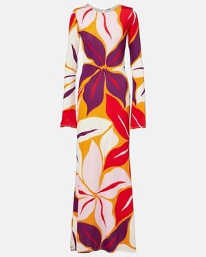 Cala De La Cruz Amay Floral Jersey Maxi Dress - Red