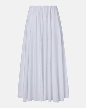 STAUD Milano Pleated Cotton Maxi Skirt - White