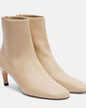TOTEME Leather Ankle Boots - Natural