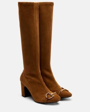 Gucci Alfa Horsebit 75 Suede Knee-High Boots - Brown