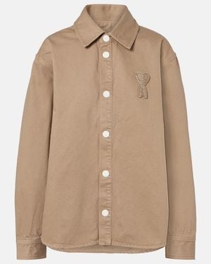 Ami Paris Ami De Cour Cotton Overshirt - Brown
