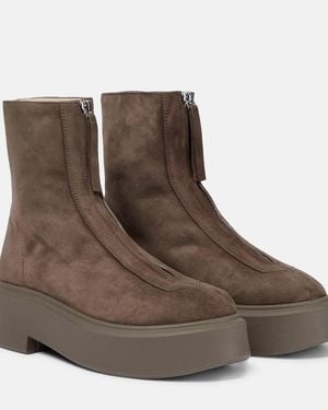 The Row Zipped Boot 1 Suede Boots - Brown