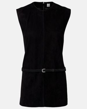 TOTEME Belted Suede Minidress - Black