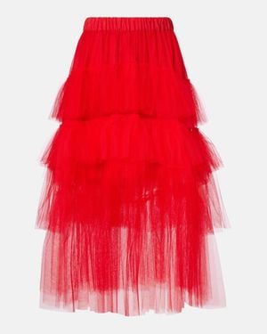 Simone Rocha Falda Midi De Tul Escalonada - Rojo