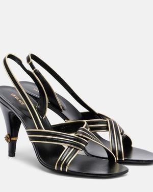 Versace Slingback-Sandalen Gianni Aus Metallic-Leder - Mettallic