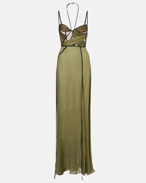 Nensi Dojaka Mae Draped Silk Corset Gown - Green