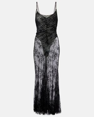 JACQUES WEI Jersey Bodysuit And Silk Maxi Dress Set - Black