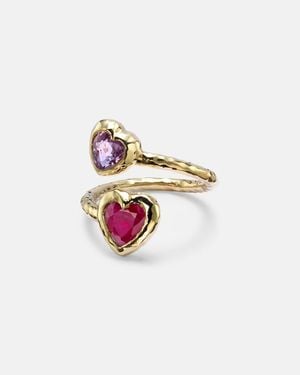 Octavia Elizabeth Moi And Toi 18Kt Ring With Sapphires And Rubies - Pink