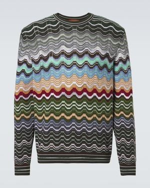 Missoni Pull Zigzag En Coton Melange - Gris