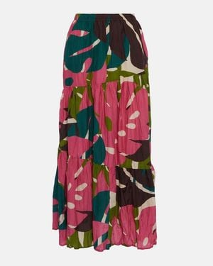 Velvet Lydia Printed Cotton And Silk Maxi Skirt - Red