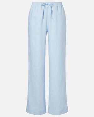 Asceno Aurelia Linen Wide-Leg Trousers - Blue