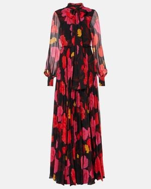Erdem Floral Pleated Voile Gown - Red