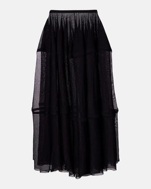 Alaïa Falda Midi Semitransparente - Negro