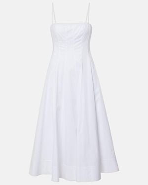 STAUD Wylie Corset Cotton Midi Dress - White