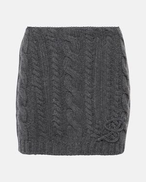 Blumarine Cable-Knit Wool And Cashmere Miniskirt - Grey