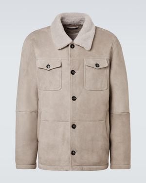 Kiton Feldjacke Aus Veloursleder - Natur