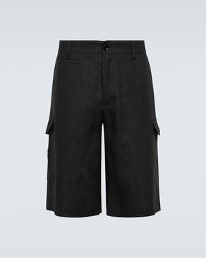 Dolce & Gabbana Linen Cargo Shorts - Black