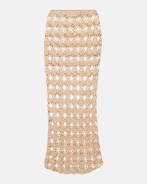 Anna Kosturova Rosette Crochet Cotton Maxi Skirt - Natural