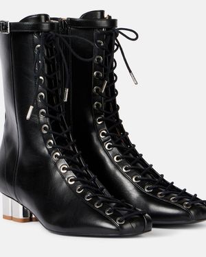 Ganni Oleatex Eyelets Lace-Up Ankle Boots - Black