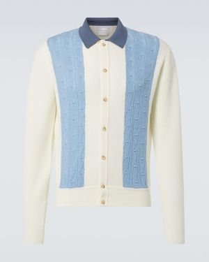 King & Tuckfield Panelled Wool Cardigan - Blue