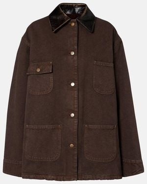 Prada Leather-Trimmed Cotton Canvas Field Jacket - Brown