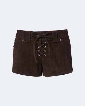 STAUD Geo Suede Shorts - Brown