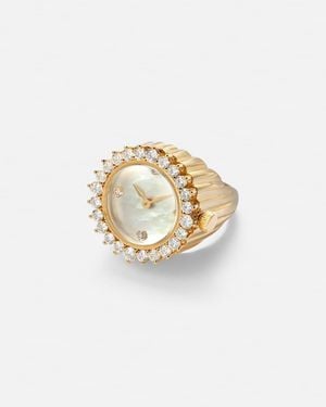 Yvonne Léon Ring L'Horloge Aus 18Kt Gelbgold (750/1000) Mit Perlmutt Und Diamanten - Mettallic