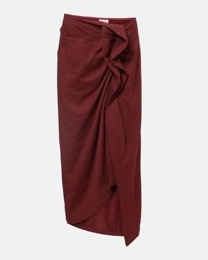 Dries Van Noten Ruffled Cotton Midi Skirt - Red