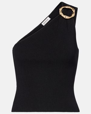 Jonathan Simkhai Fenix Ribbed-Knit One-Shoulder Top - Black