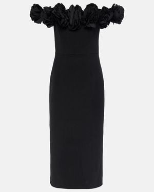 Rebecca Vallance Odetta Floral-Applique Midi Dress - Black