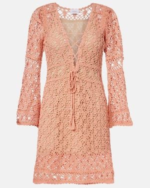 Anna Kosturova Bianca Crochet Cotton Minidress - Pink